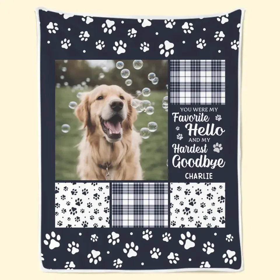 Pet Memorial Photo Blanket – Favorite Hello Hardest Goodbye - PersonalizedFury