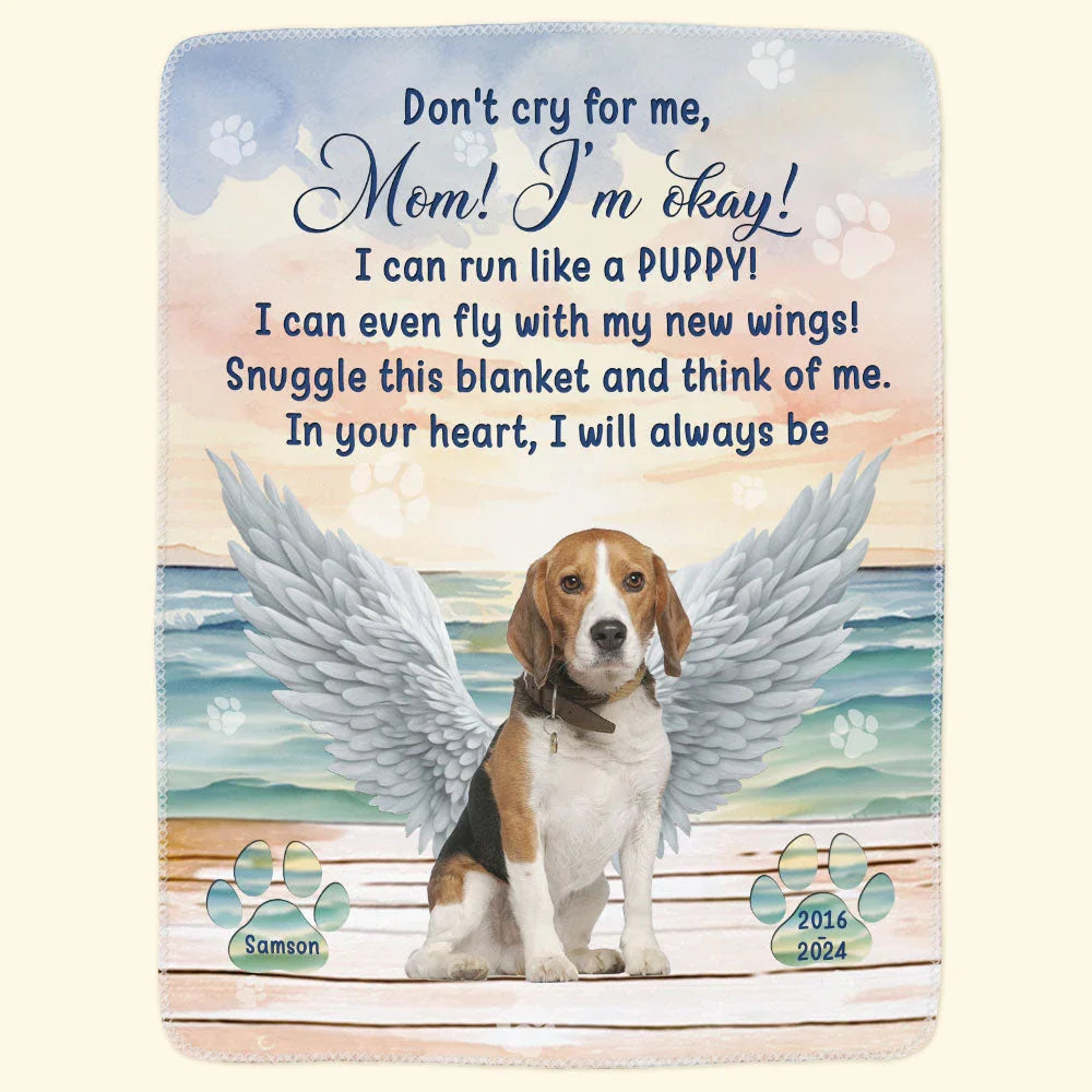 Pet Loss Blanket – Angel Wings Design with Name & Years - PersonalizedFury