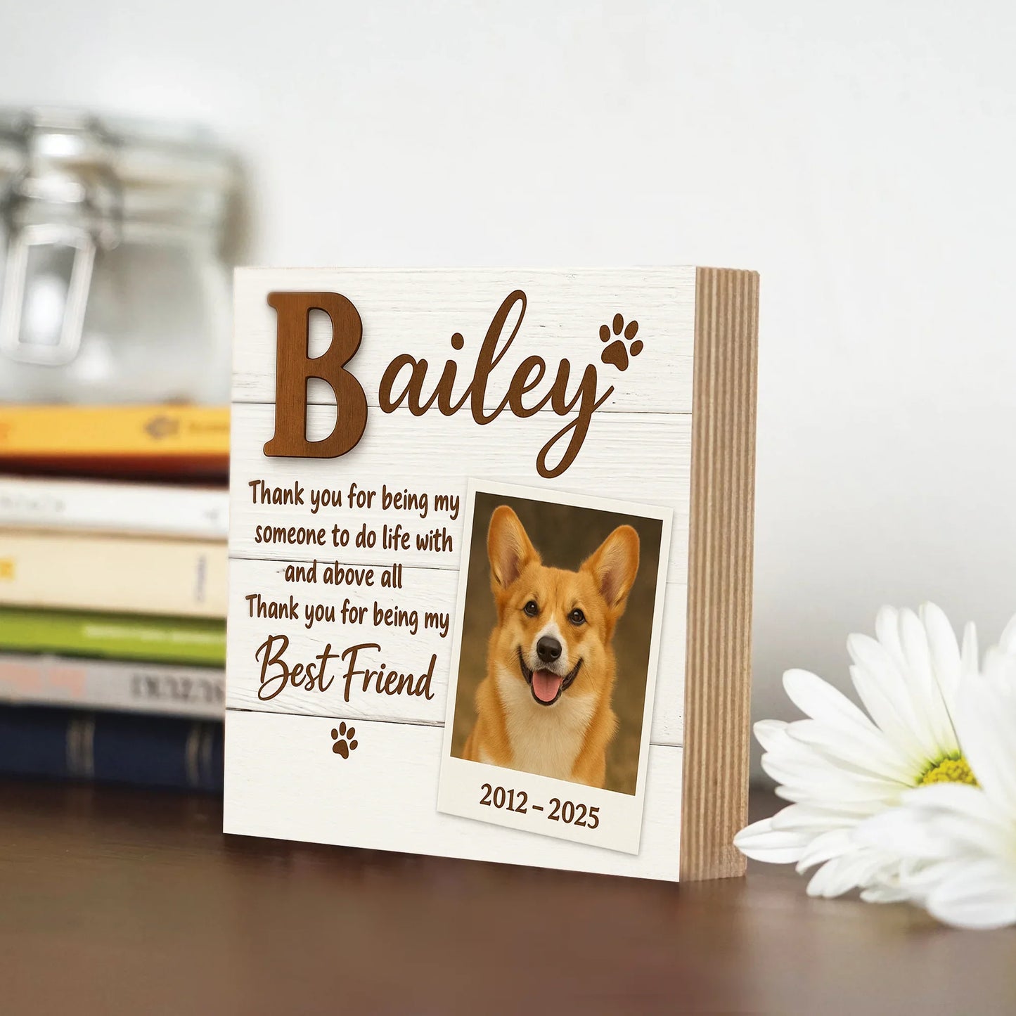 Dog Memorial Gift – Custom Dog Photo Block with Best Friend Quote