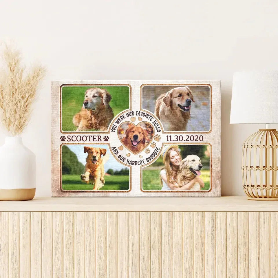 Hardest Goodbye, Forever in Our Hearts – Dog Memorial Canvas - PersonalizedFury