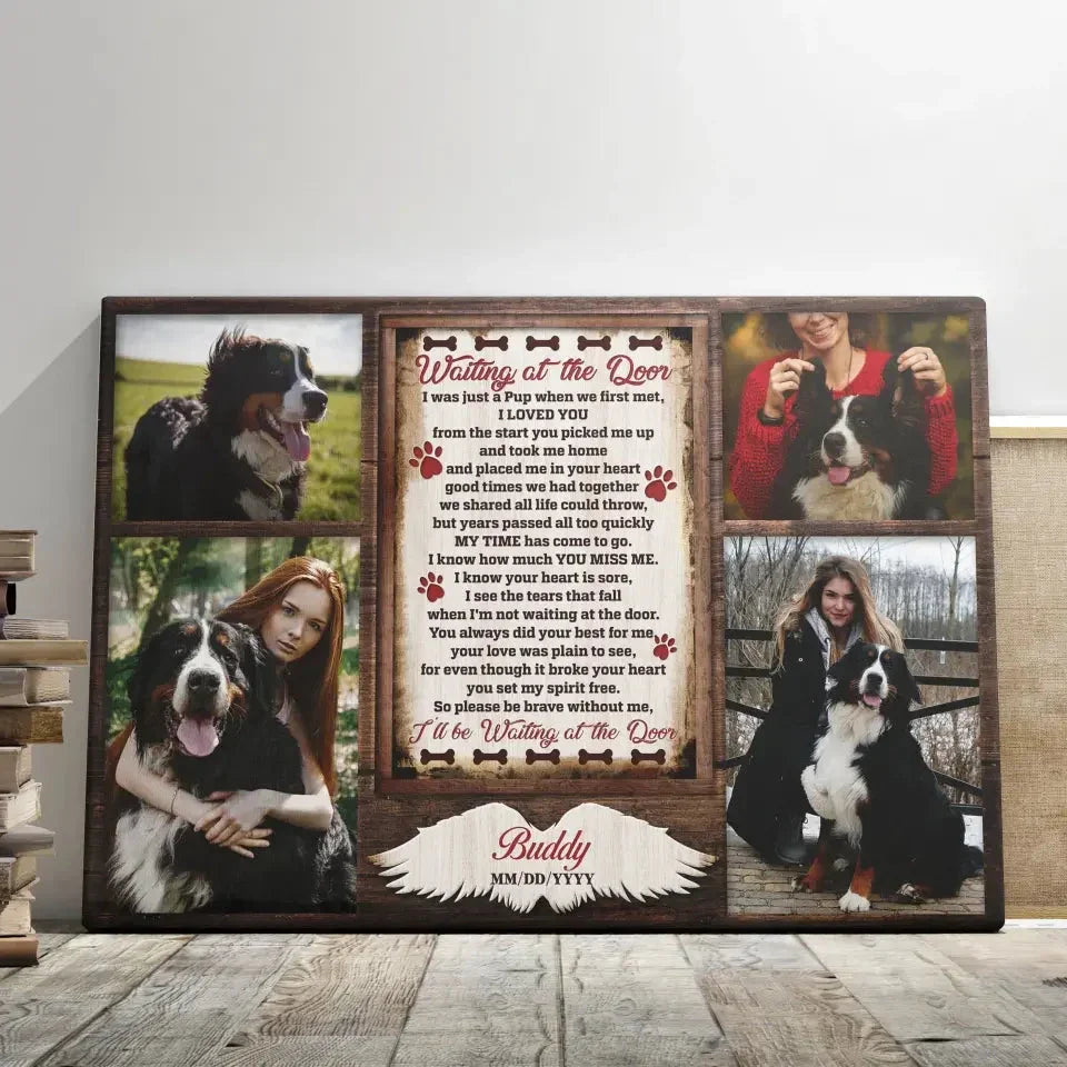 Personalized Dog Memorial Canvas – Waiting at the Door Poem Gift - PersonalizedFury