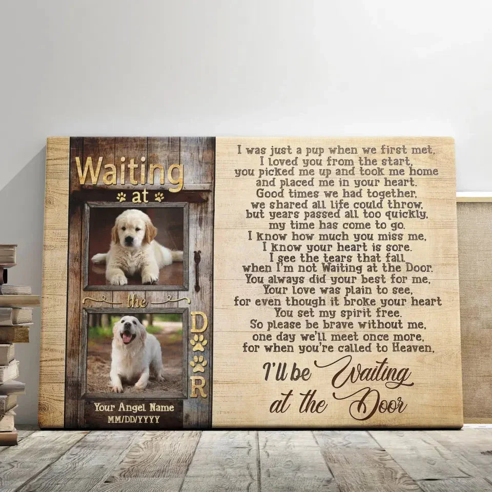 "Waiting at the Door" – Custom Dog Memorial Canvas With Photo & Name - PersonalizedFury