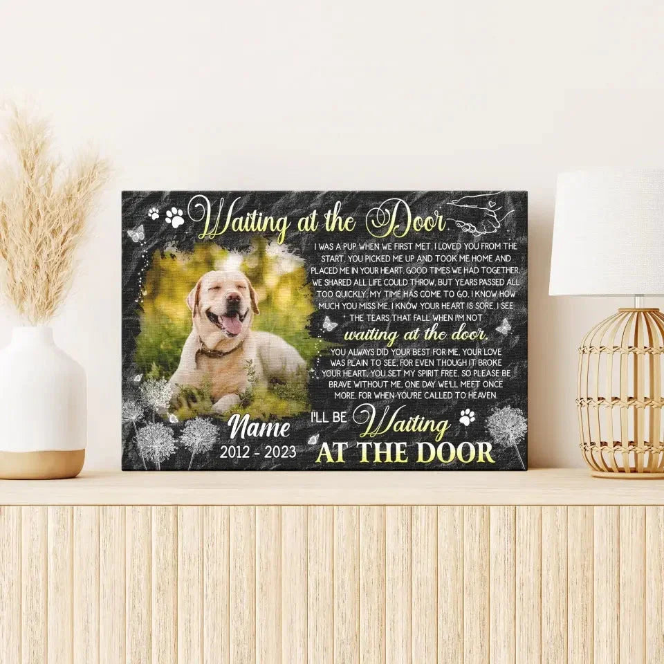 Dog Memorial Gift – Custom Photo Canvas Waiting at the Door - PersonalizedFury