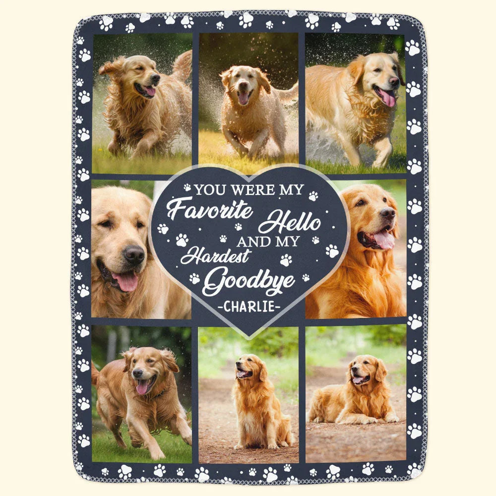 Dog Memorial Blanket – Favorite Hello, Hardest Goodbye - Pet Loss Gift - PersonalizedFury