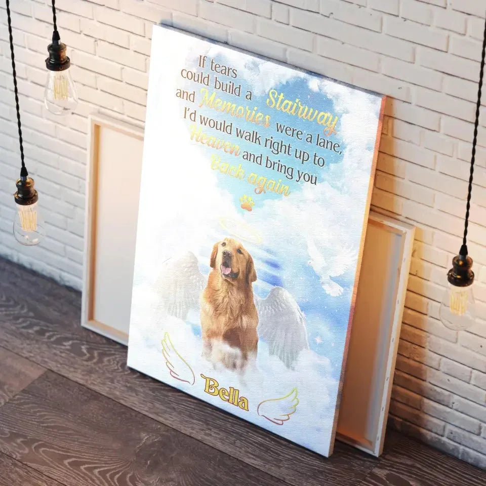 Dog Loss Gift – Custom Pet Heaven Canvas with Angel Wings - PersonalizedFury