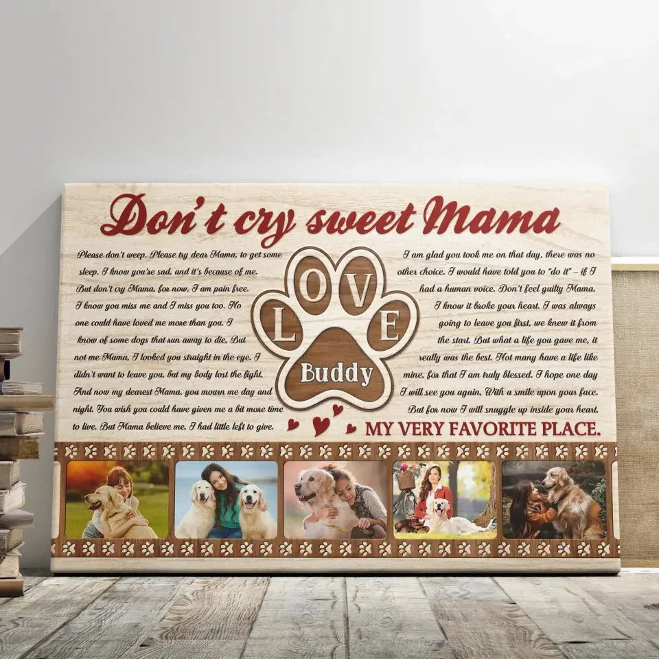 Dog Memorial Canvas – Personalized Gift for Mom Who Lost a Pet - PersonalizedFury