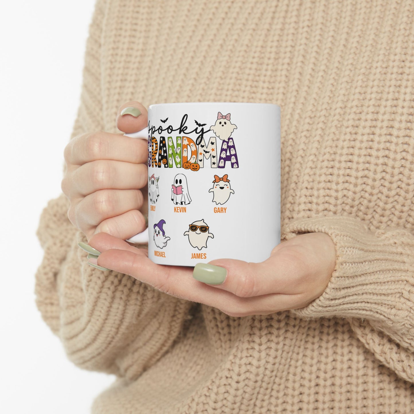 Spooky Grandma Coffee Mug – Personalized Halloween Gift with Grandkids’ Names - PersonalizedFury