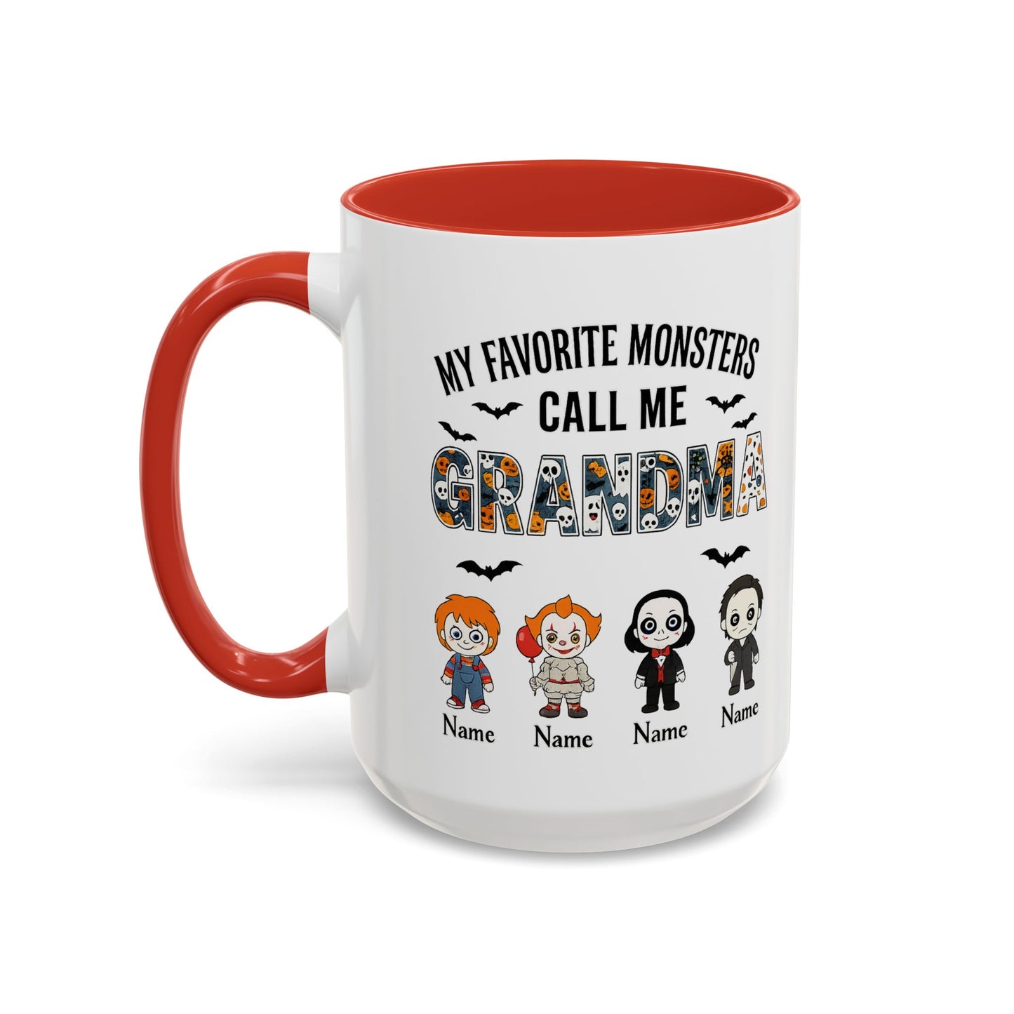 Custom My Favorite Monsters Call me Grandma Accent Coffee Mug - PersonalizedFury
