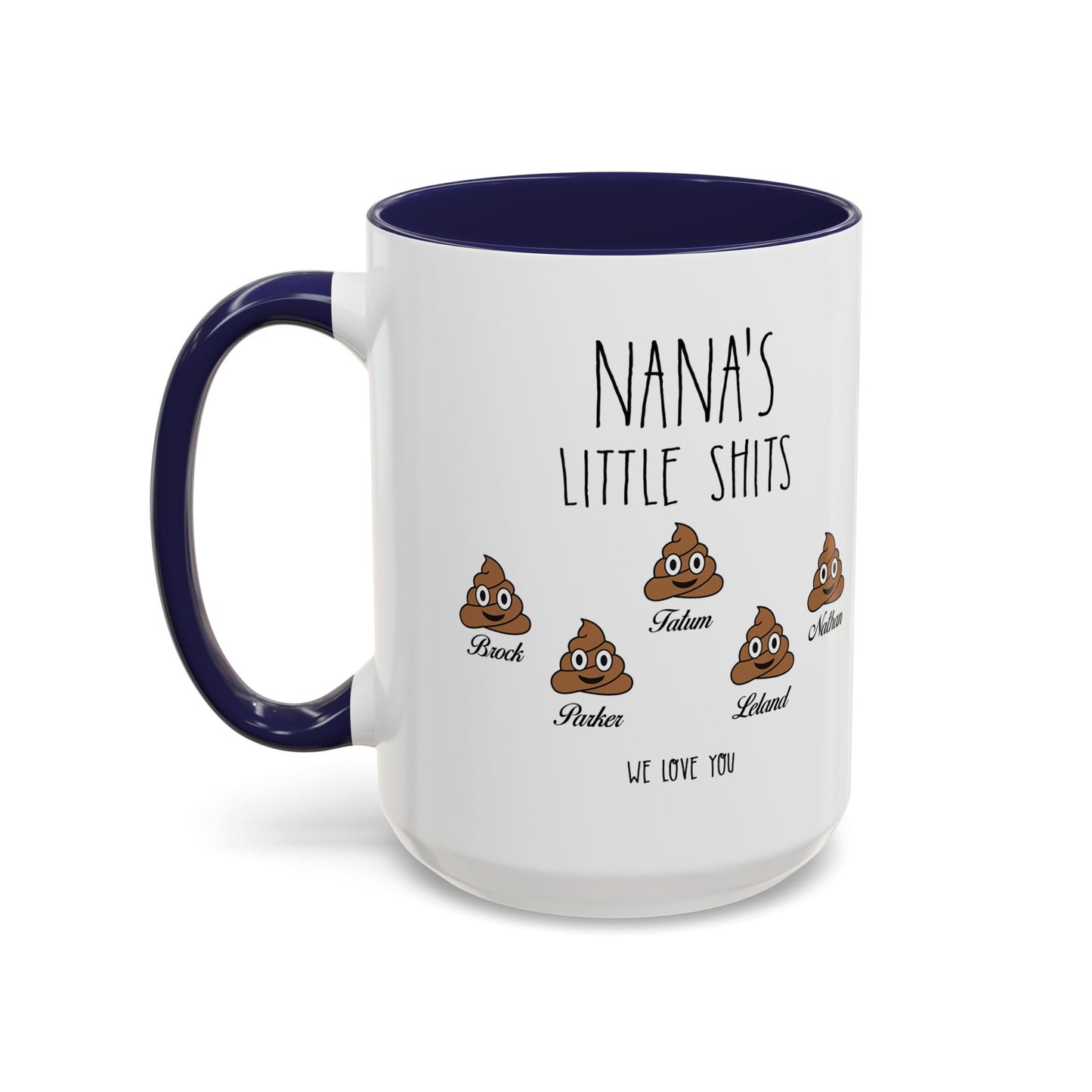 Personalized Nana with Grandkids Names Accent Coffee Mug - Gift For Family - PersonalizedFury