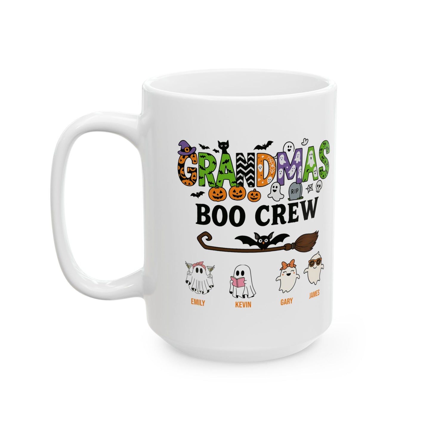 Grandma’s Boo Crew Coffee Mug – Personalized Halloween Gift with Names - PersonalizedFury