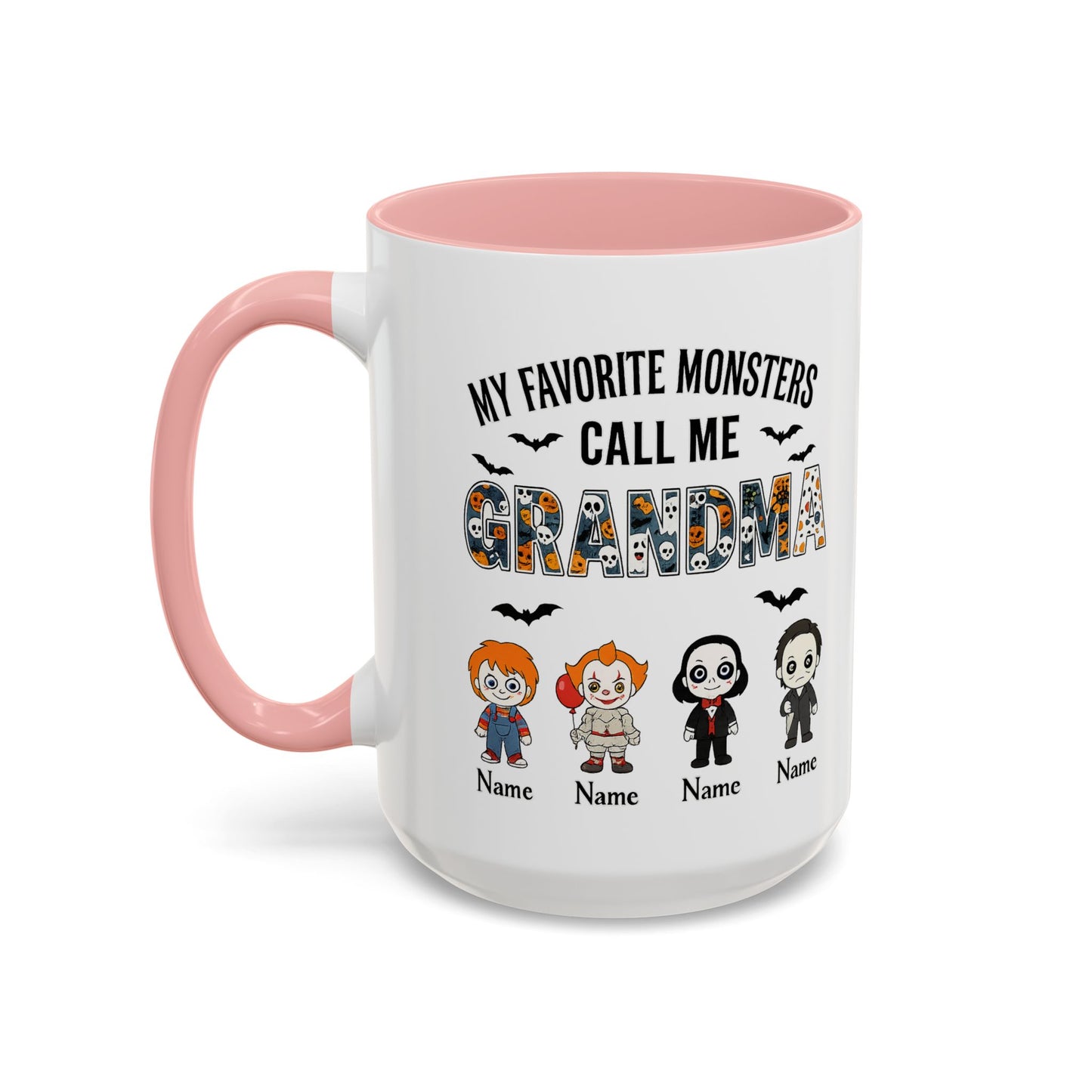 Custom My Favorite Monsters Call me Grandma Accent Coffee Mug - PersonalizedFury