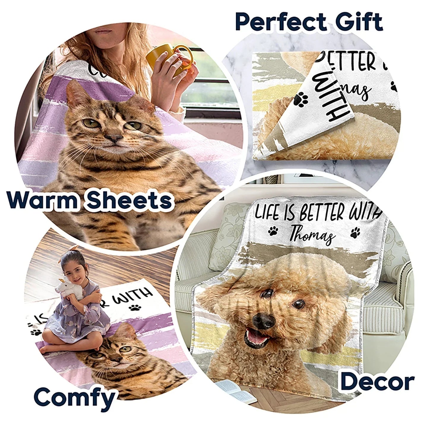 Personalized Pet Photo Blanket – Life Is Better With Dog Name