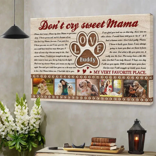 Dog Memorial Canvas – Personalized Gift for Mom Who Lost a Pet - PersonalizedFury