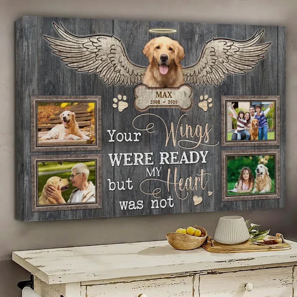Dog Memorial Canvas – Your Wings Were Ready, Custom Photo Collage - PersonalizedFury