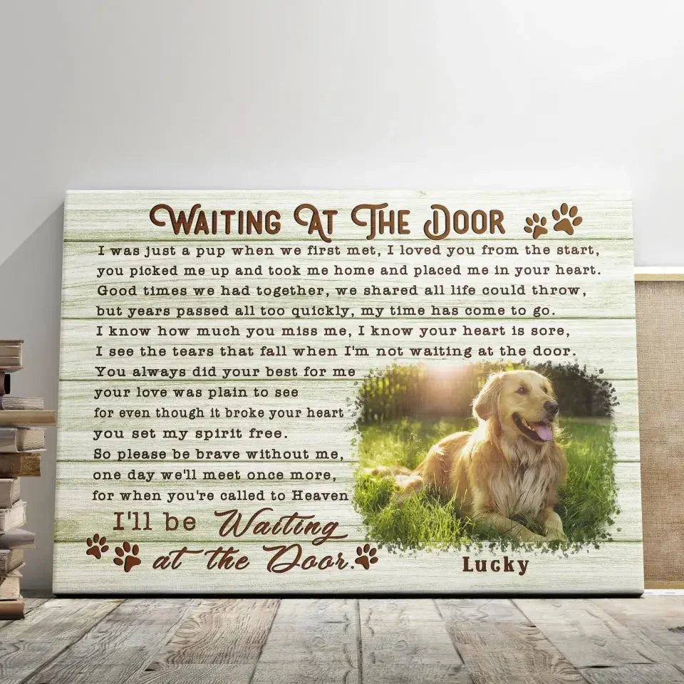 Waiting at the Door – Golden Retriever Pet Memorial Canvas - PersonalizedFury