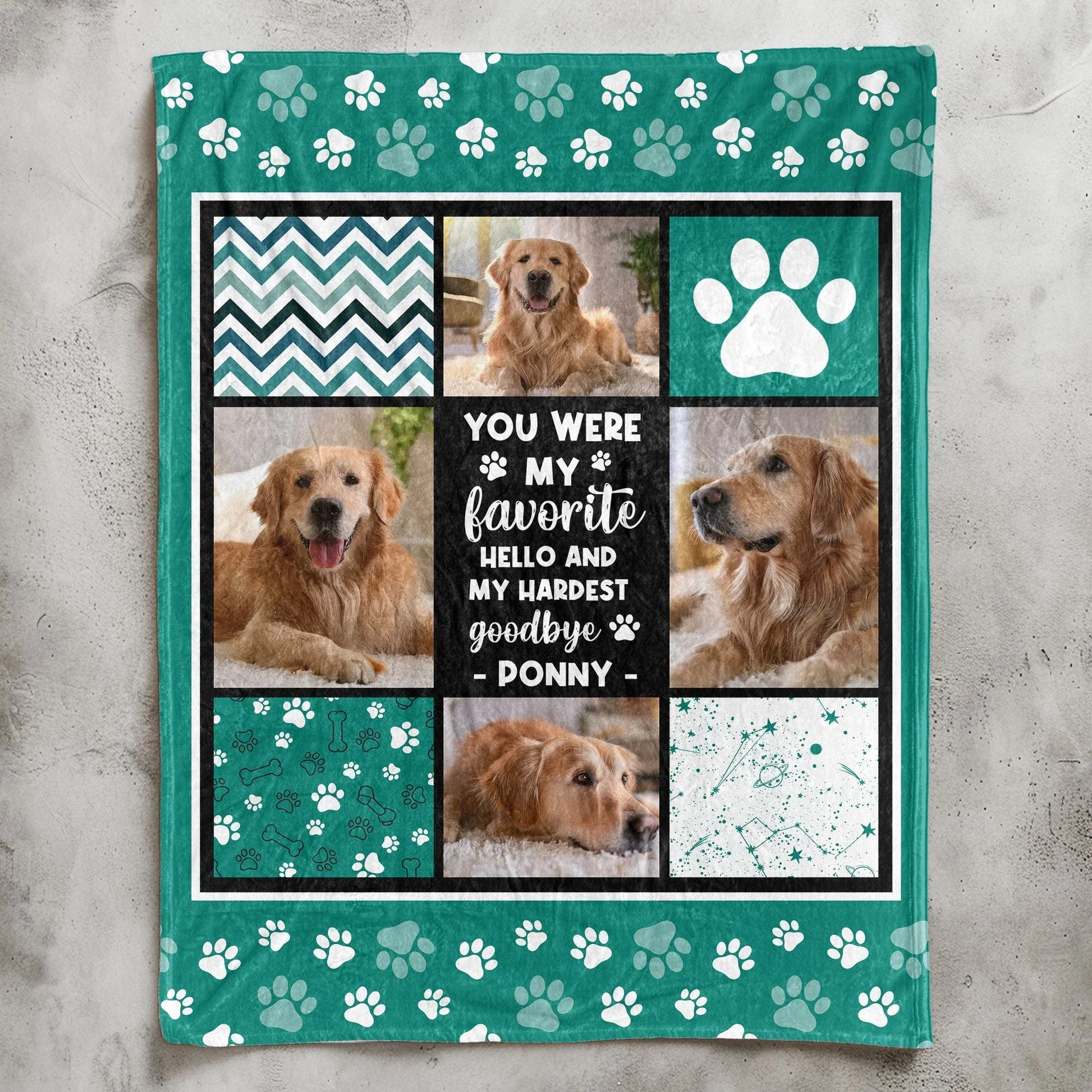 Custom Dog Memorial Gift – Favorite Hello, Hardest Goodbye Blanket - PersonalizedFury