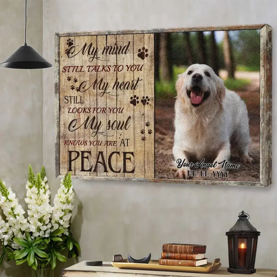 Personalized Pet Memorial Canvas – “My Mind Still Talks to You” with Dog Photo & Name - PersonalizedFury