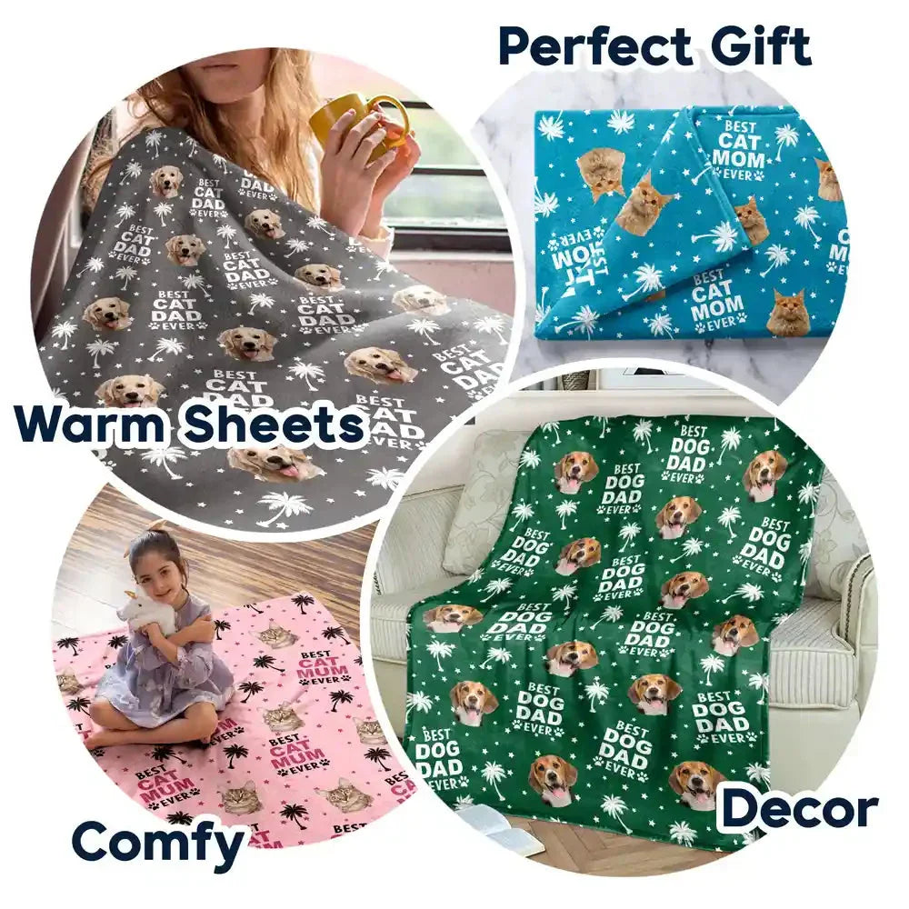 Best Dog Mom Dad Ever Blanket – Custom Face Dog Lover Gift - PersonalizedFury