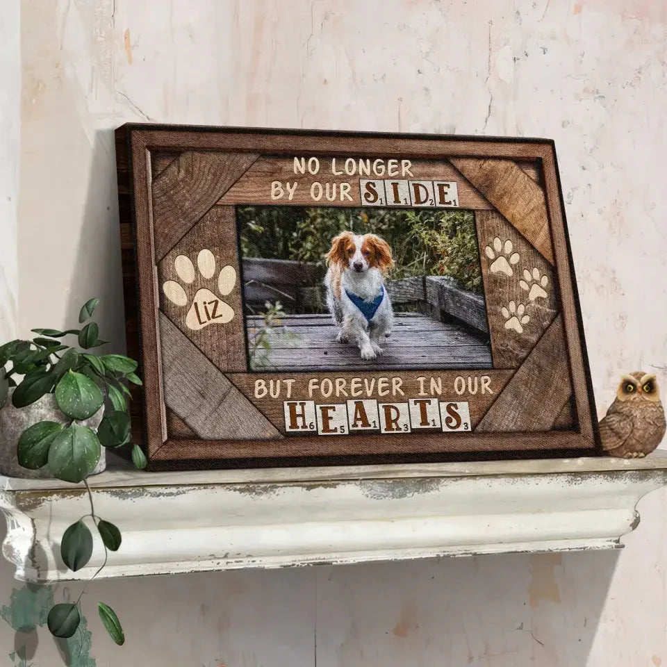 No Longer By Our Side – Custom Pet Memorial Photo Canvas - PersonalizedFury