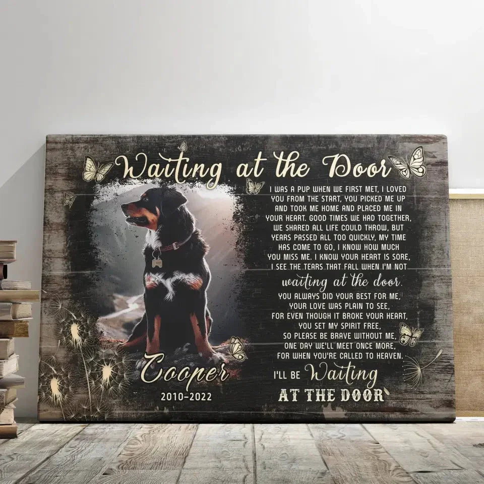 Waiting at the Door – Custom Dog Memorial Canvas for Rottweilers - PersonalizedFury