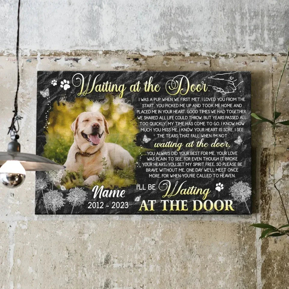 Dog Memorial Gift – Custom Photo Canvas Waiting at the Door - PersonalizedFury