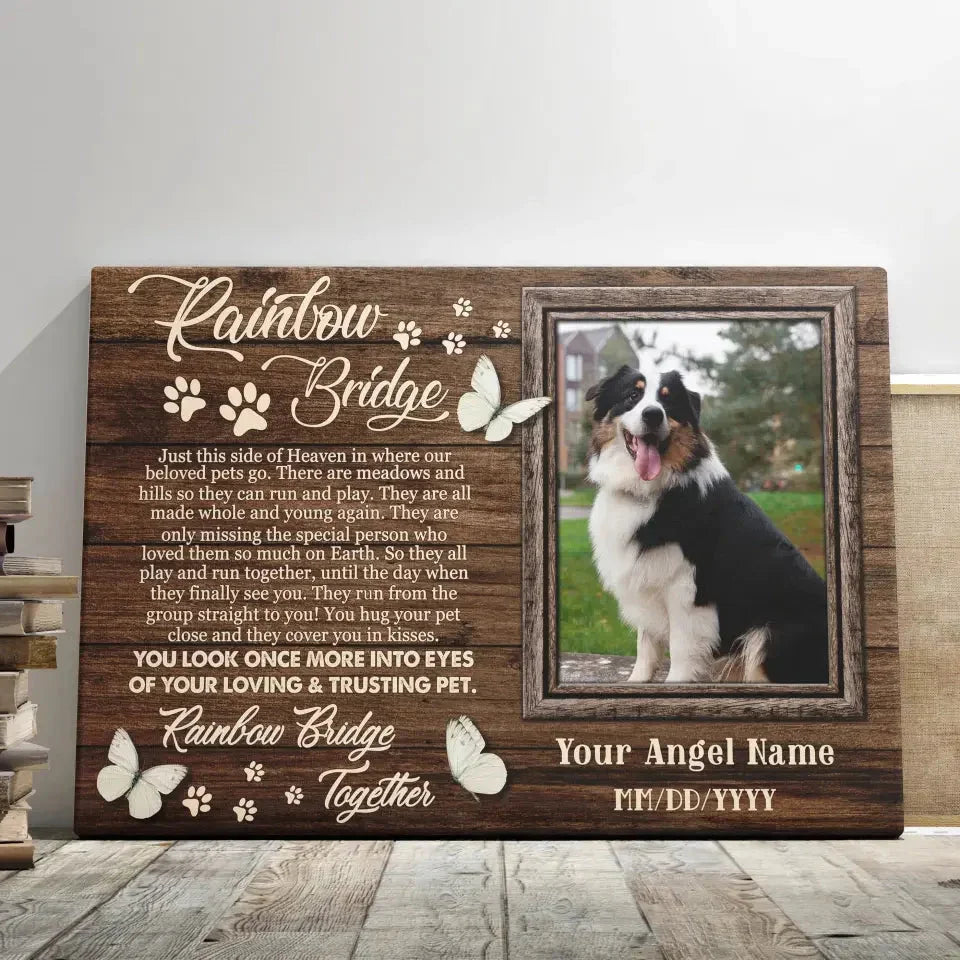 Rainbow Bridge – Custom Pet Memorial Canvas with Photo - PersonalizedFury