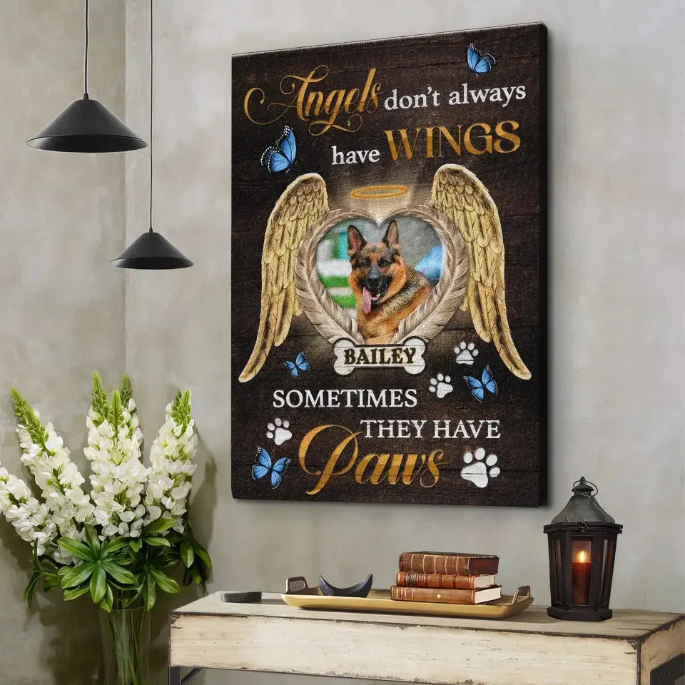 Custom Dog Memorial Gift– Angels Don’t Always Have Wings Canvas - PersonalizedFury