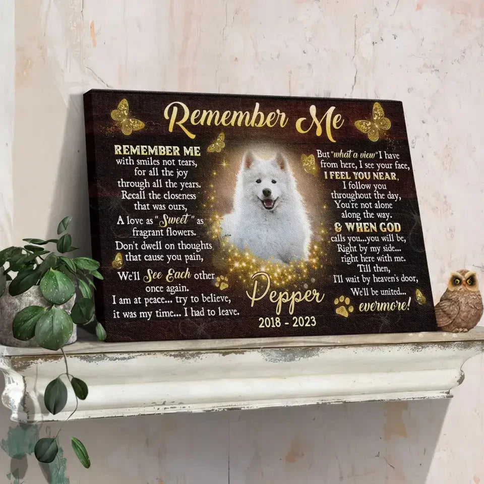 Custom Pet Loss Canvas – “Remember Me” Poem with Photo & Name - PersonalizedFury