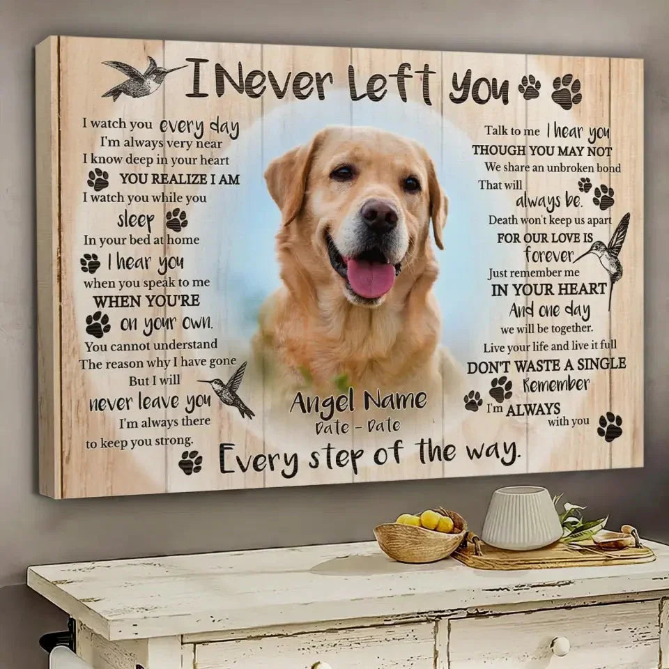 Custom Pet Memorial Canvas – I Never Left You Poem & Photo - PersonalizedFury