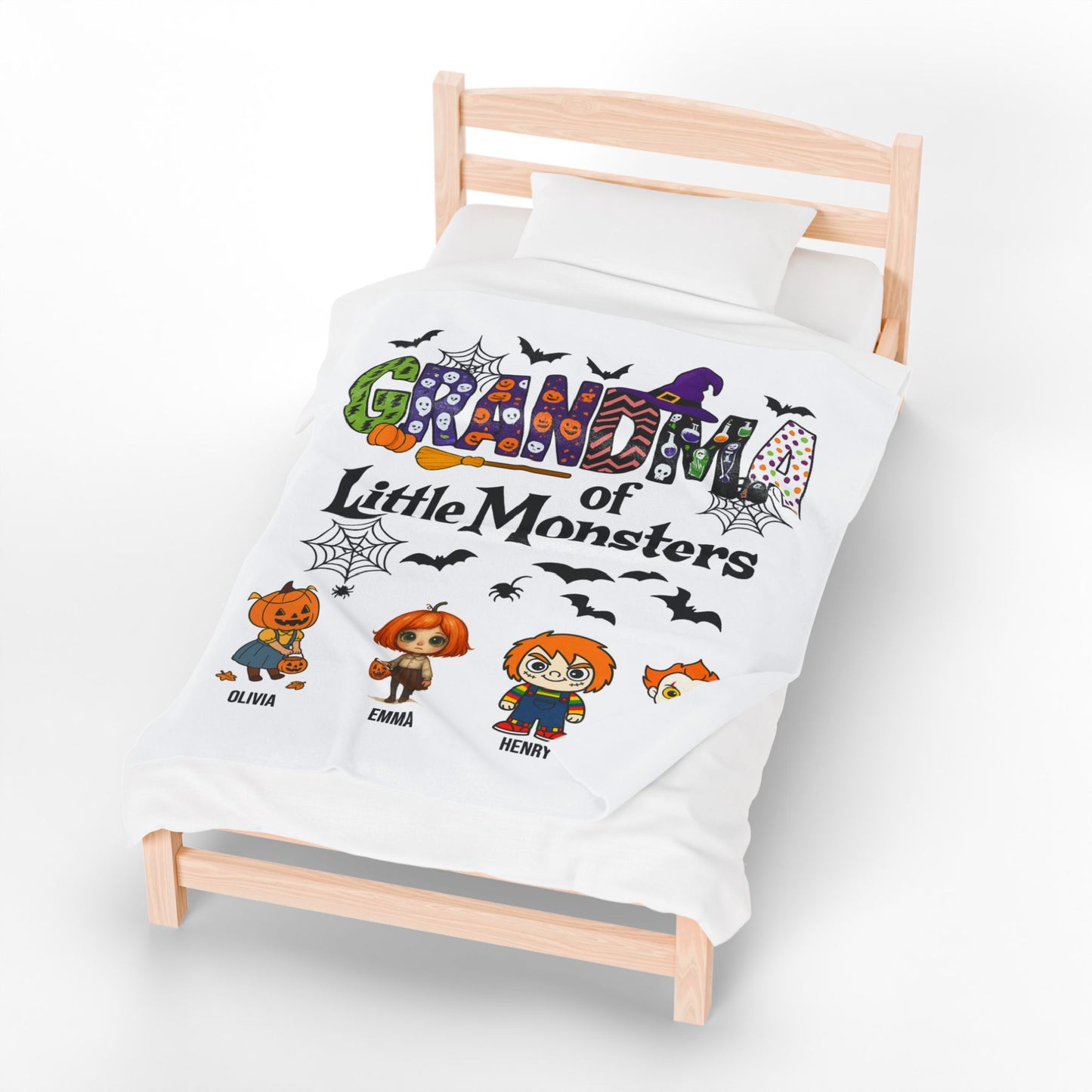 Grandma Halloween Blanket - Personalized Gift For Grandma - PersonalizedFury