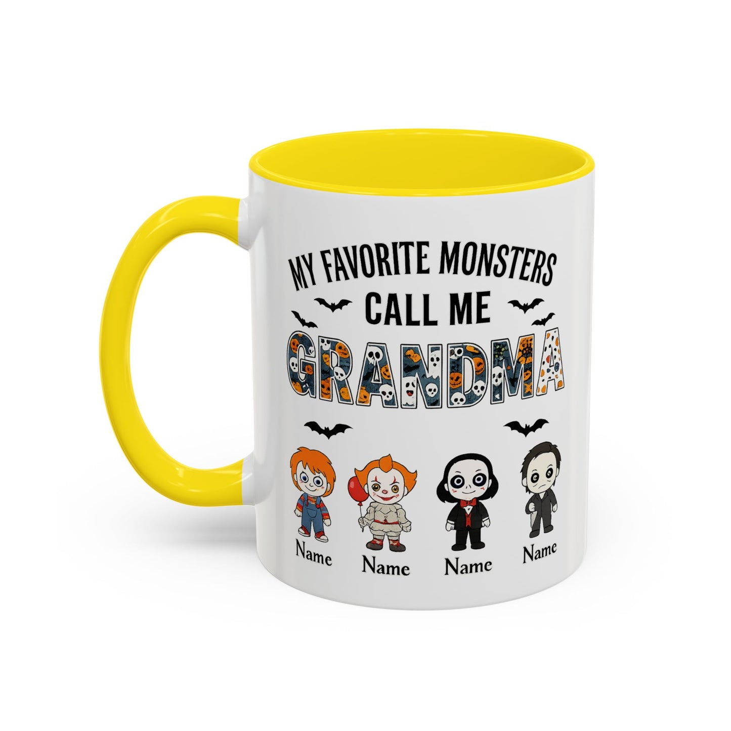 Custom My Favorite Monsters Call me Grandma Accent Coffee Mug - PersonalizedFury