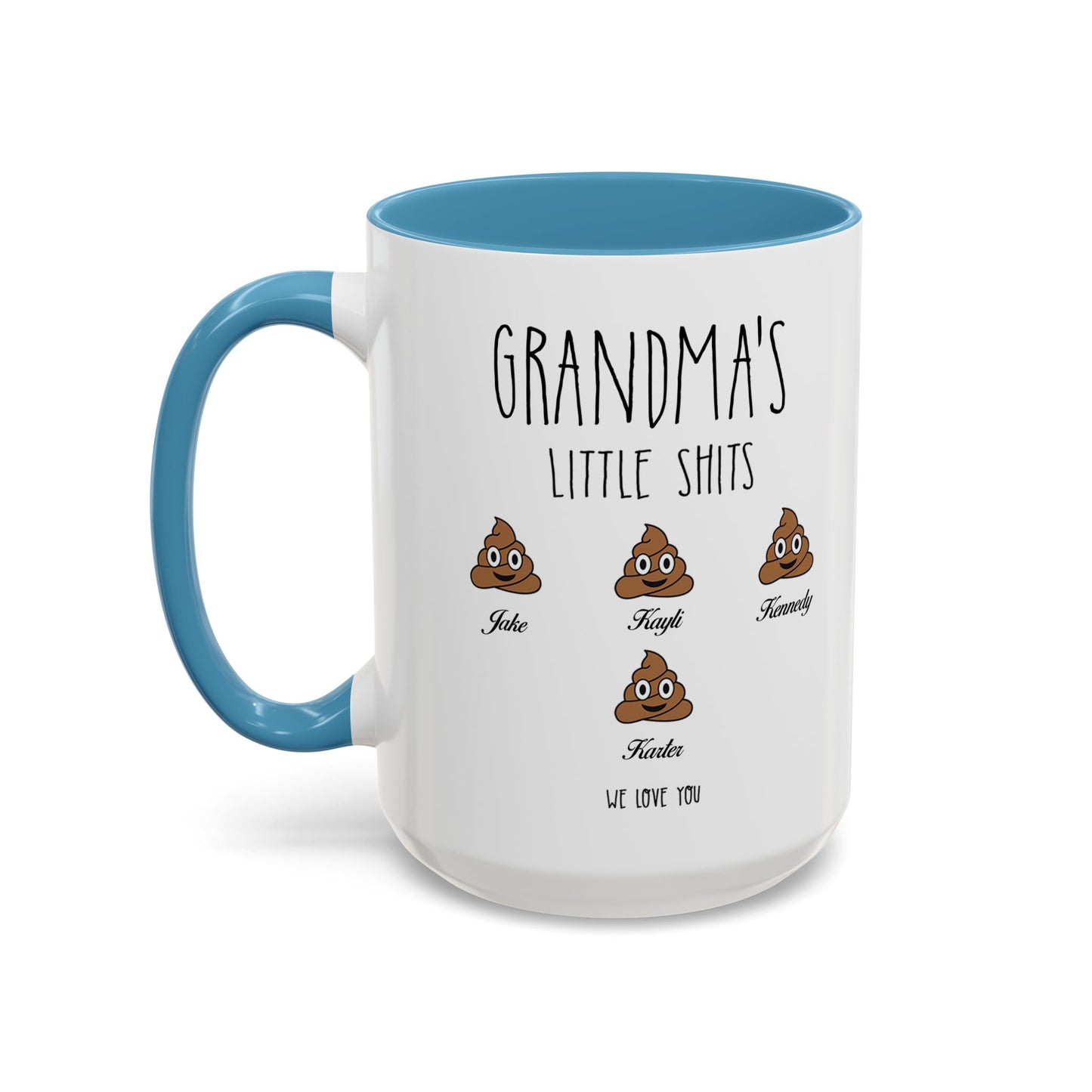 Personalized Grandma with Grandkids Names Accent Coffee Mug - PersonalizedFury