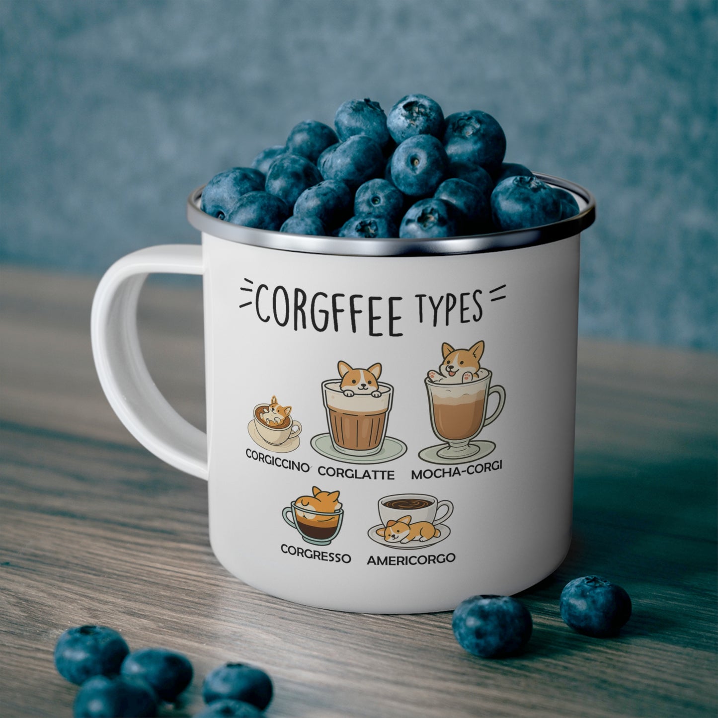 Enamel Camping Mug - Corgi Gift For Corgi and Camping Lovers