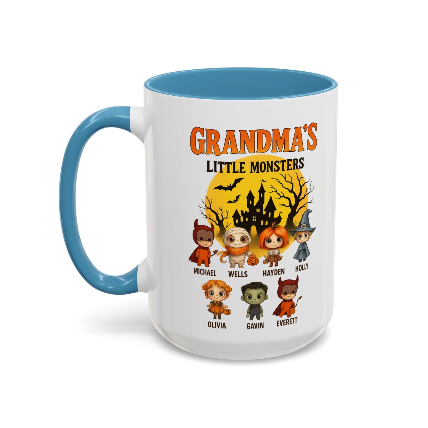 Grandma's Little Monsters Accent Coffee Mug - PersonalizedFury