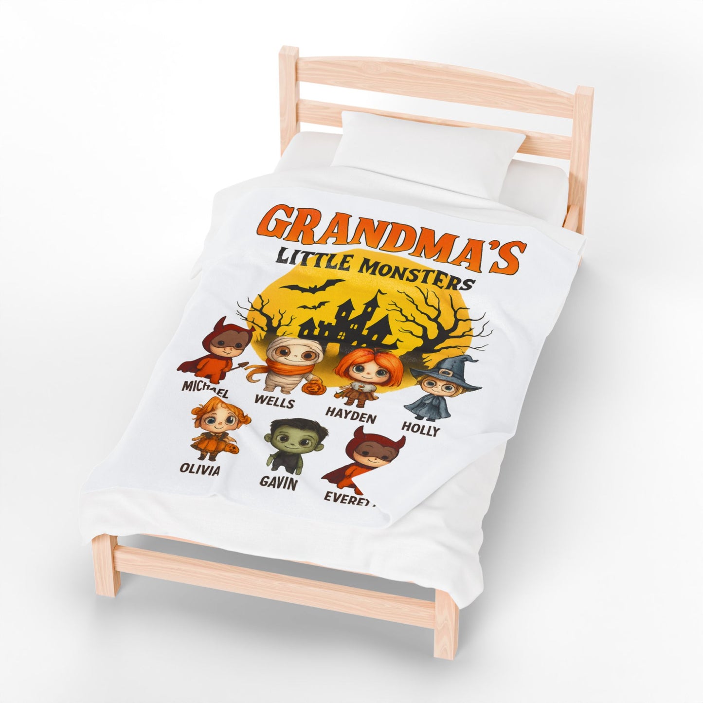 Personalized Grandma's Little Monsters with Grandkids names Blanket - PersonalizedFury