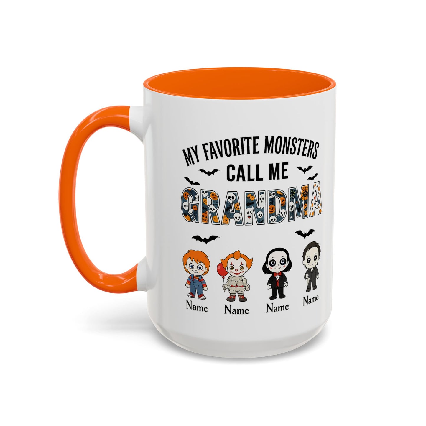 Custom My Favorite Monsters Call me Grandma Accent Coffee Mug - PersonalizedFury
