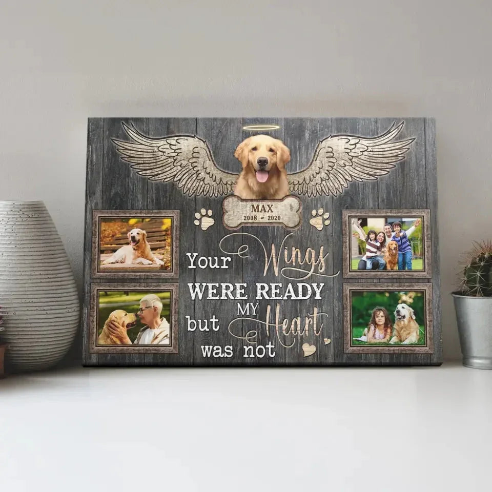Dog Memorial Canvas – Your Wings Were Ready, Custom Photo Collage - PersonalizedFury