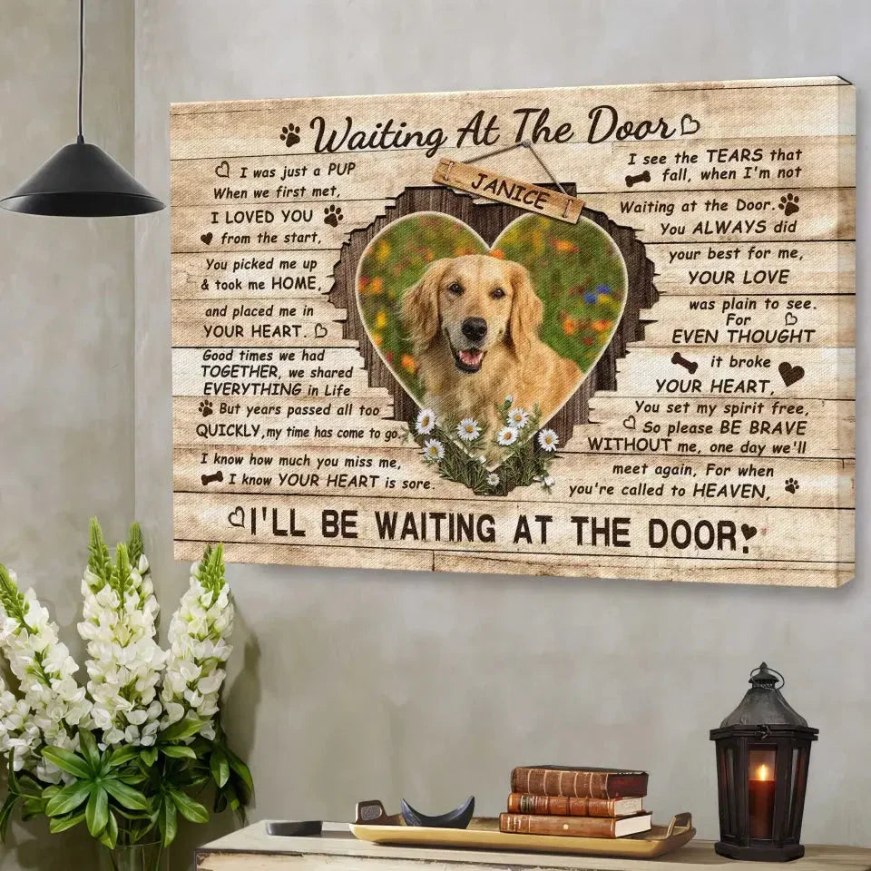 Custom Pet Memorial Canvas - Waiting At The Door Dog Loss Gift - PersonalizedFury