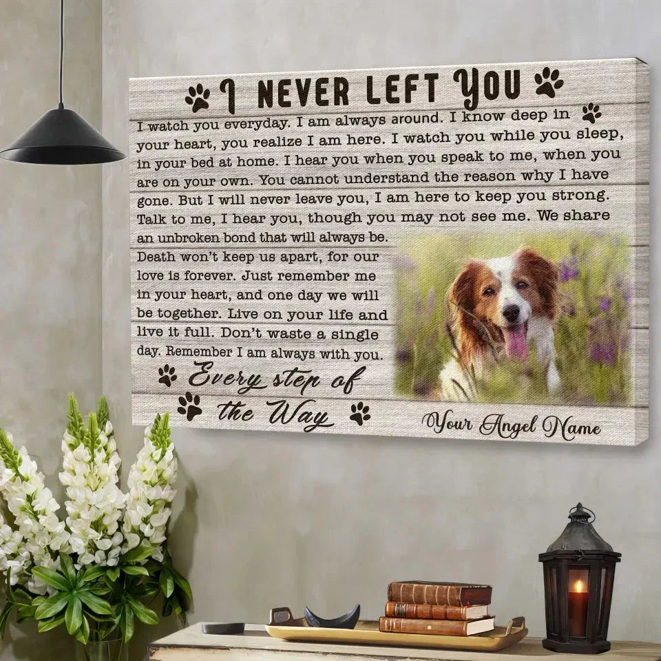 Dog Loss Gift – Custom Canvas with Photo & I Never Left You Poem - PersonalizedFury