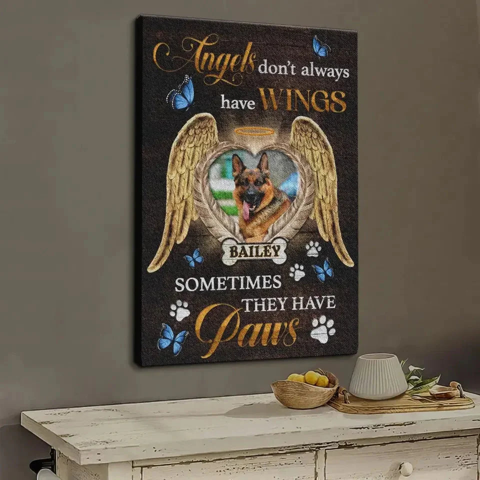 Custom Dog Memorial Gift– Angels Don’t Always Have Wings Canvas - PersonalizedFury