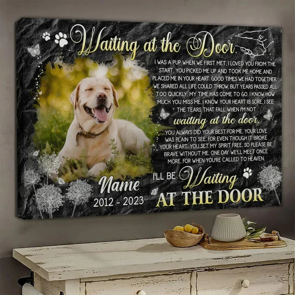 Dog Memorial Gift – Custom Photo Canvas Waiting at the Door - PersonalizedFury