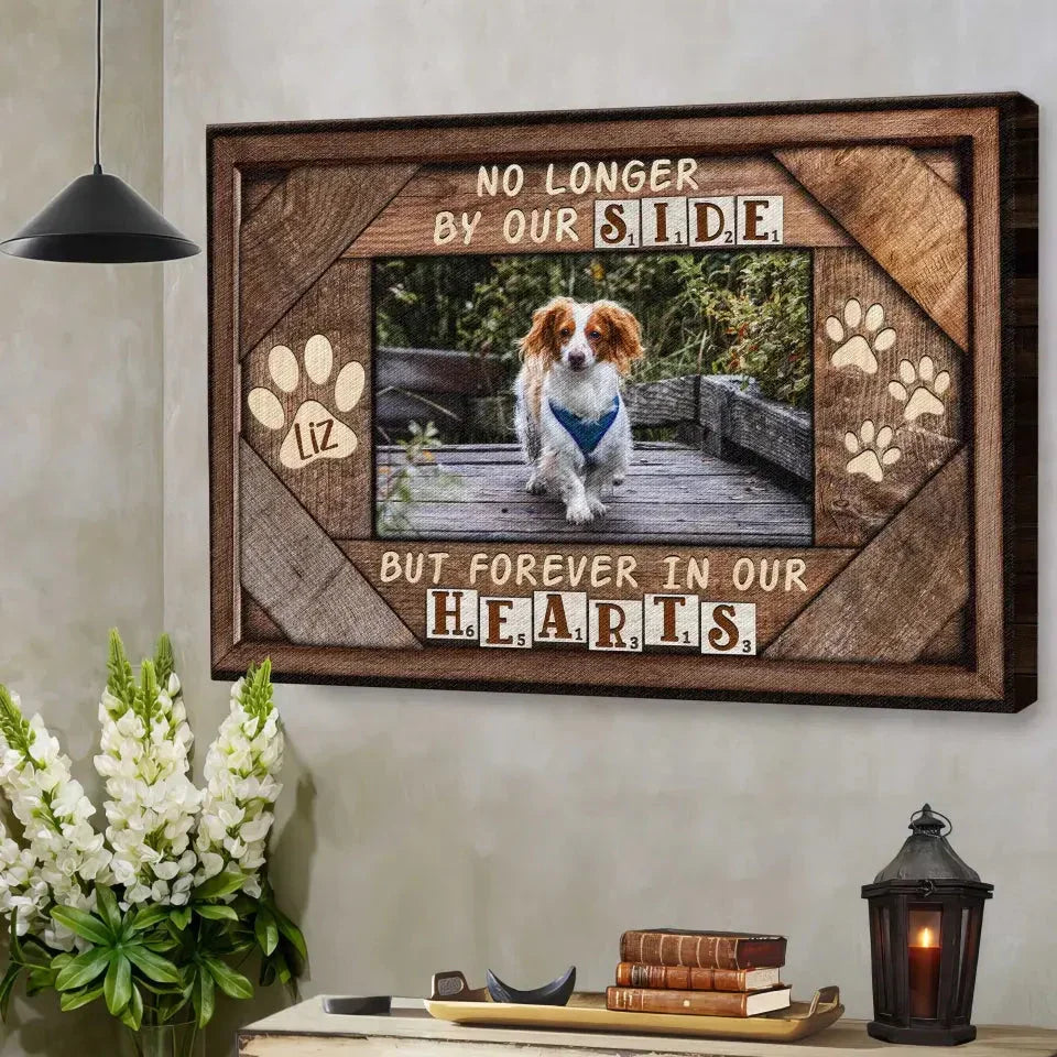 No Longer By Our Side – Custom Pet Memorial Photo Canvas - PersonalizedFury