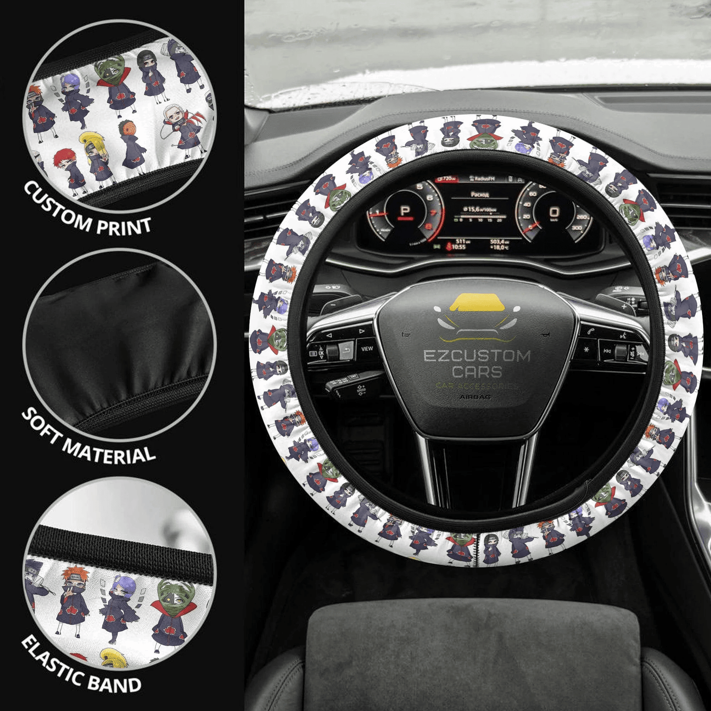 Akatsuki Naruto Anime Steering Wheel Cover Custom Naruto Anime Car Accessories
