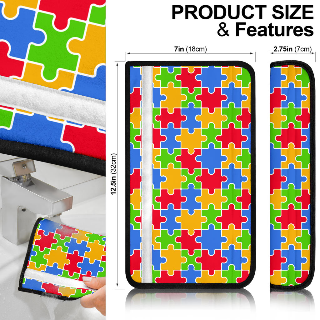 Autism Awareness Puzzle Premium Custom Car Seat Belt Covers