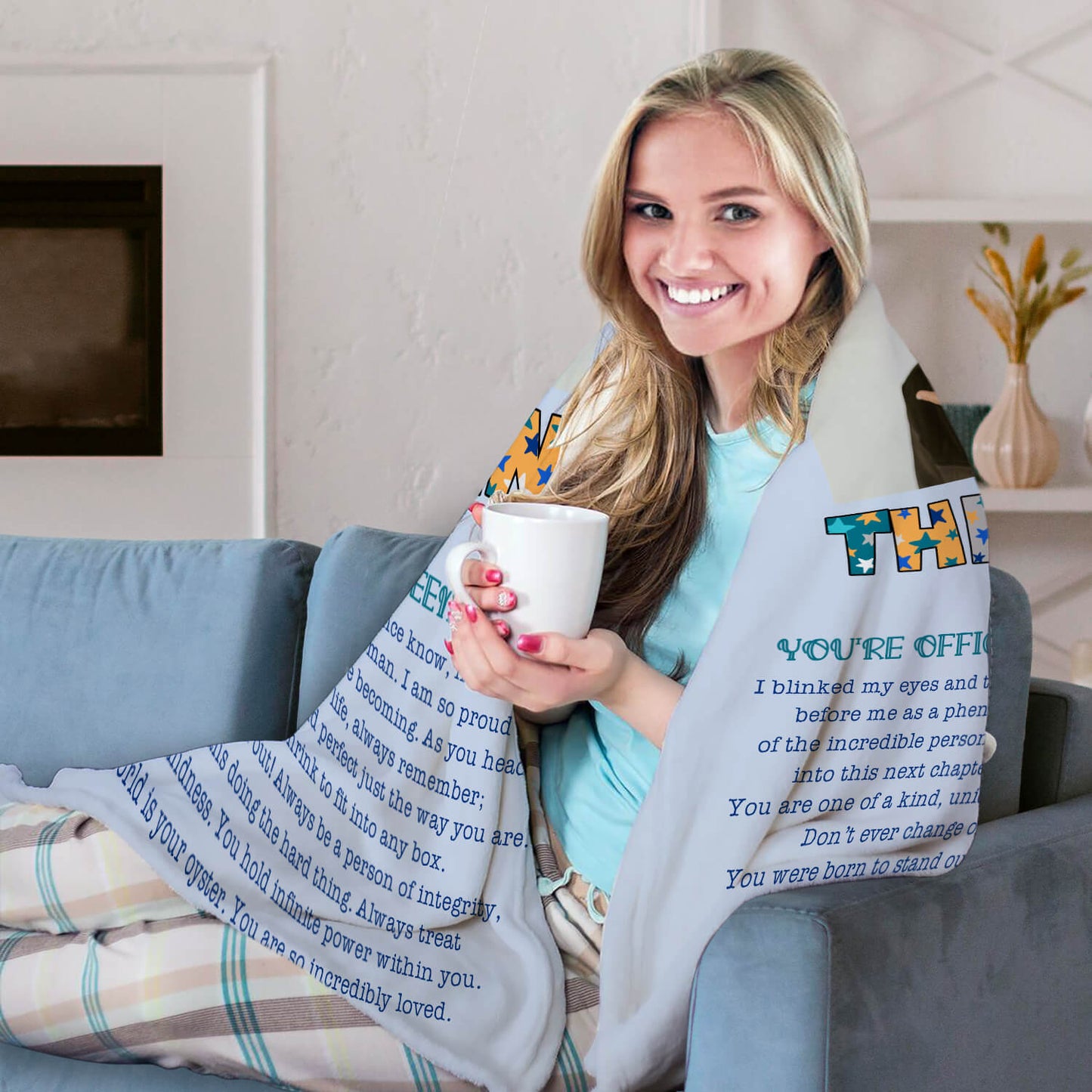 You're Officially A Teenager - Personalized gift For 13 Year Old - Custom Blanket - MyMindfulGifts