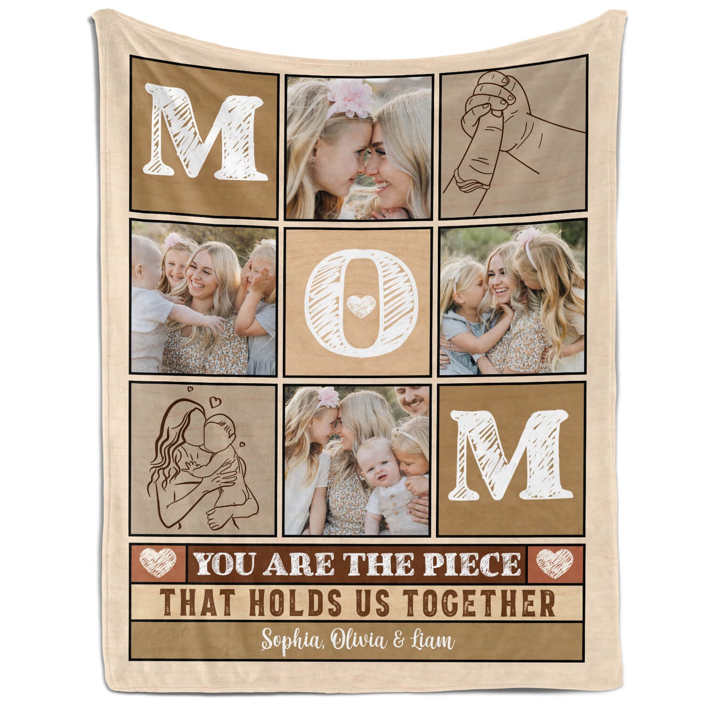 You Are The Piece That Holds Us Together - Personalized gift For Mom - Custom Blanket - MyMindfulGifts