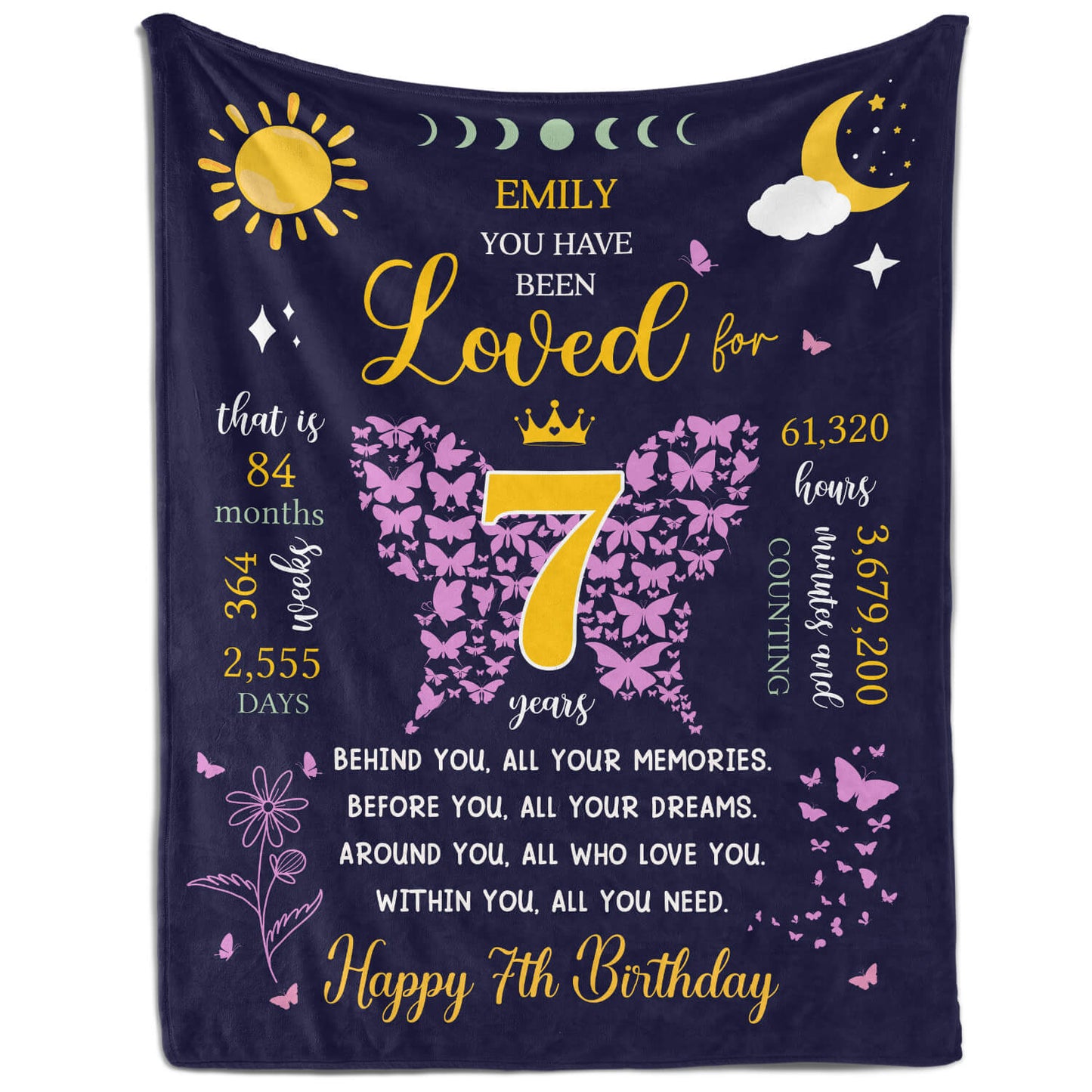 You Have Been Loved For 7 Years - Personalized 7th Birthday gift For 7 Year Old - Custom Blanket - MyMindfulGifts