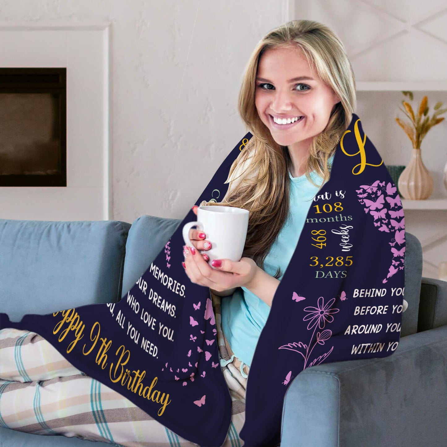 You Have Been Loved For 9 Years - Personalized 9th Birthday gift For 9 Year Old - Custom Blanket - MyMindfulGifts