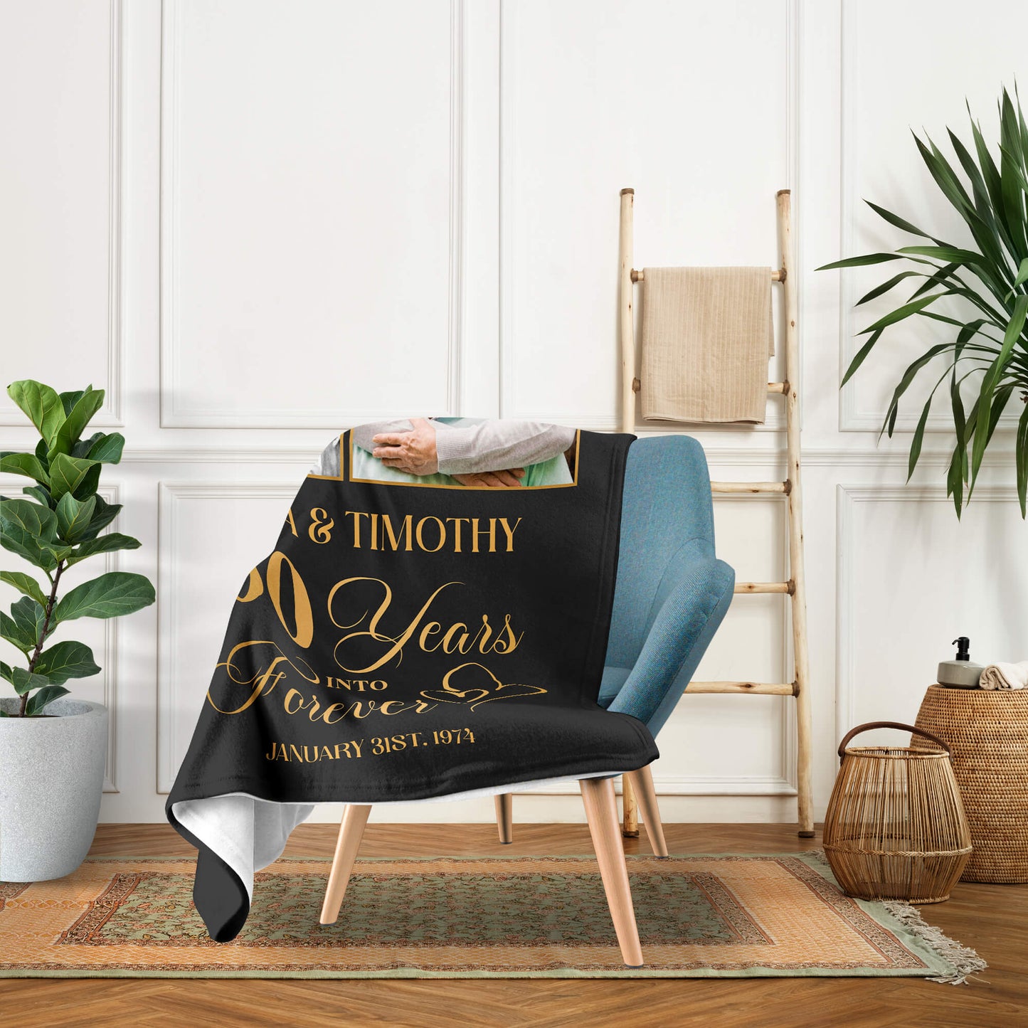50 Years Into Forever - Personalized 50 Year Anniversary gift For Husband or Wife - Custom Blanket - MyMindfulGifts