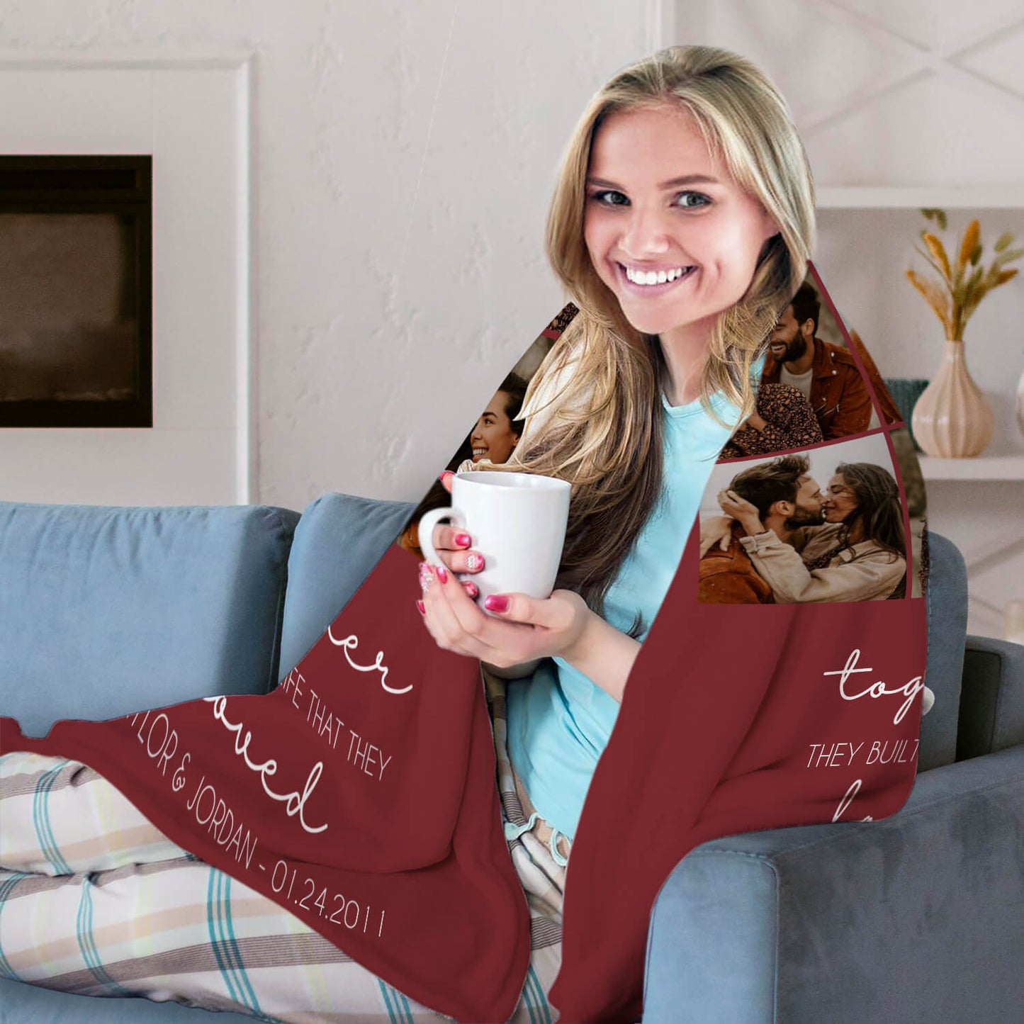 13 Years Of Love - Personalized 13 Year Anniversary gift For Husband or Wife - Custom Blanket - MyMindfulGifts